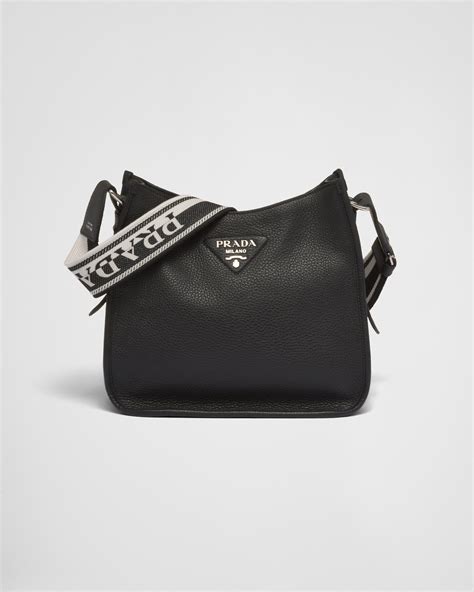 prada black leather hobo bag|prada adjustable shoulder.